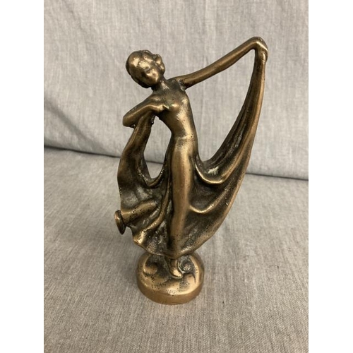 328 - Brass Art Deco dancing figurine (signed to back) 16cm high