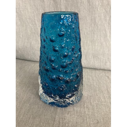 353 - Whitefriars kingfisher blue “Volcano” vase by Geoffrey Baxter (17.5cm high)