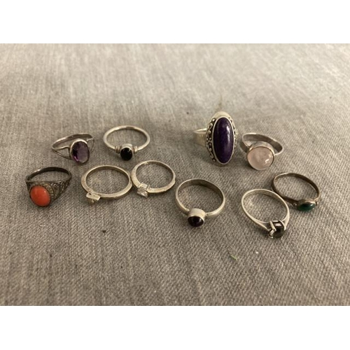 372 - 10 assorted silver rings