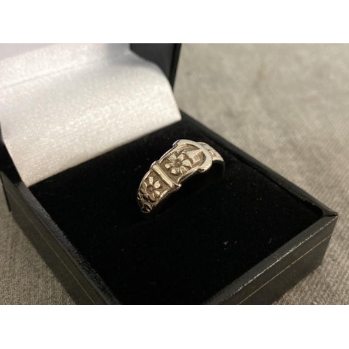 400 - Birmingham silver buckle ring (size N)