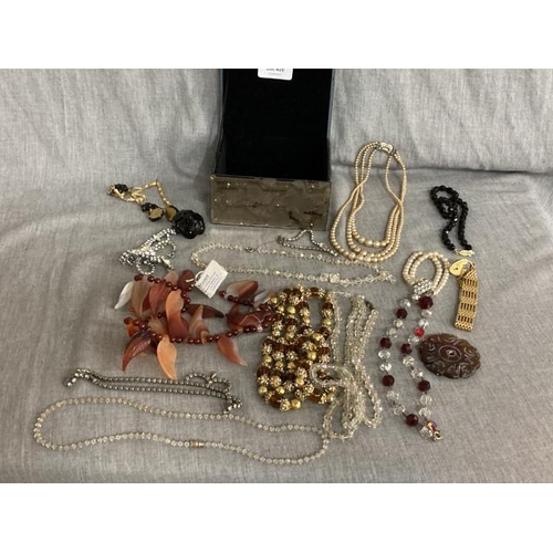 409 - Assorted costume jewellery including silver