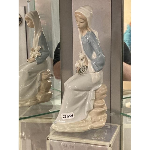 436 - Lladro lady with lilies figurine