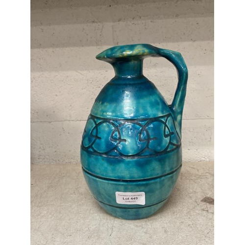 449 - Raoul Lachenal, France (1885-1956) turquoise pitcher - chips to base (26cm high)