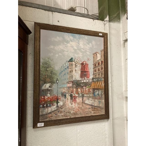 470 - Paris scene, oil on board by Burnett 68 x 56cm