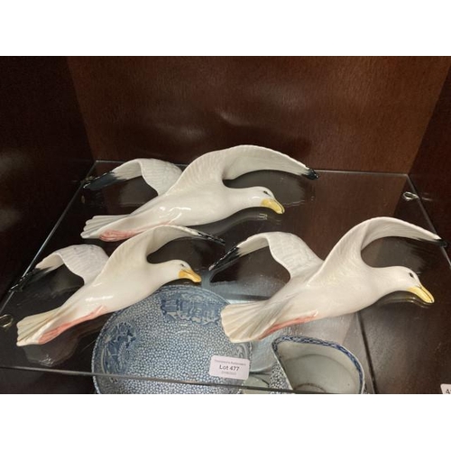 477 - 3 graduated Beswick Seagull wall plaques (model no.'s 658/1/2/3)