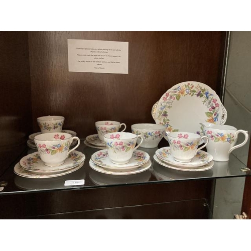 483 - 20 piece Shelley 'Spring Bouquet' tea set (one cup with small hairline to rim)