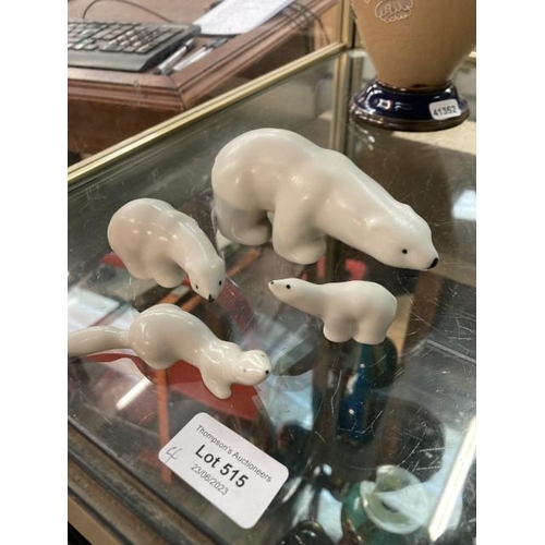 515 - 3 Arabia, Finland polar bears designed by Richard Linch (12, 7 & 5cm wide) and 1 Ermine (9cm wide)