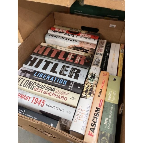 524 - Box of war books inc. Hitler by Ian Kershaw, Fighting Season by Graham Lee, Eight Lives Down by Chri... 