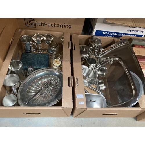 550 - 2 boxes of stainless steel & silver plated ware