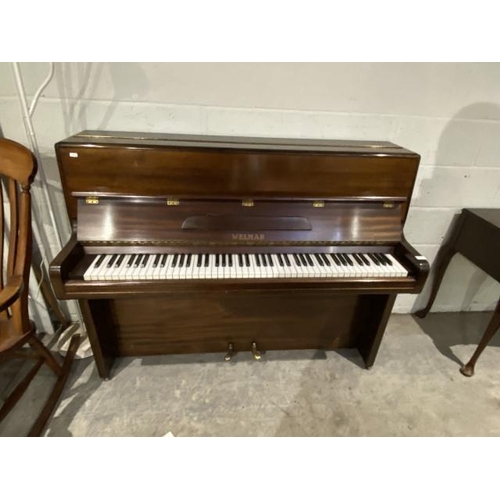 61 - Mahogany framed “Welmar” upright piano 110H 143W 58D