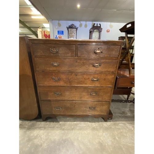 65 - George III oak chest of drawers 116H 103W 50D