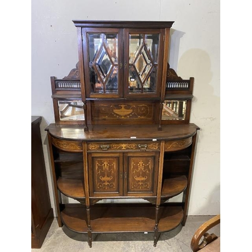 82 - Victorian mahogany inlaid display cabinet 175H 123W 33D