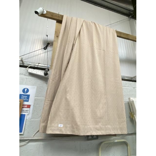 97 - Pair of beige linen lined curtains 340W x 210D