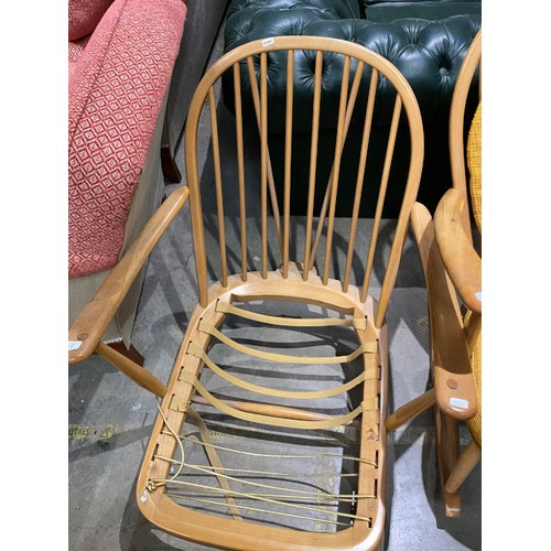 57 - Blonde elm Ercol model 203 lounge chair 69W