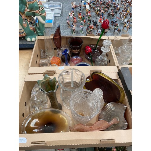 569 - 6 boxes incl art glass, cut glass, Edinburgh crystal etc