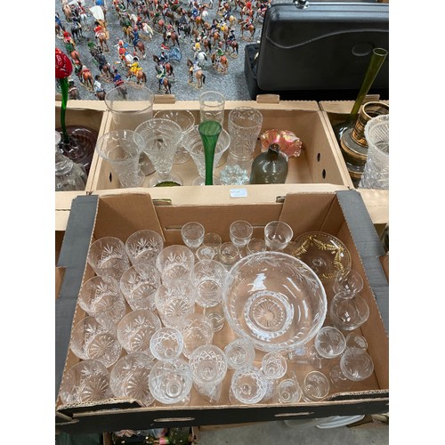 569 - 6 boxes incl art glass, cut glass, Edinburgh crystal etc