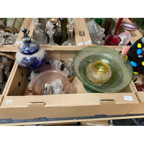 455 - 6 good boxes of glassware inc. Strathearn, Swedish art glass, Murano, Carnival, etc.