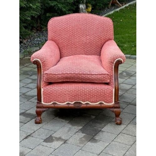 63 - Georgian 2 seater settee 165W and 2 armchairs 83W with ball and claw feet with a footstool and 3 sca... 