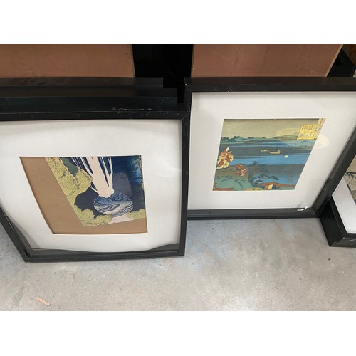 557 - 10 black framed oriental prints 53cm square