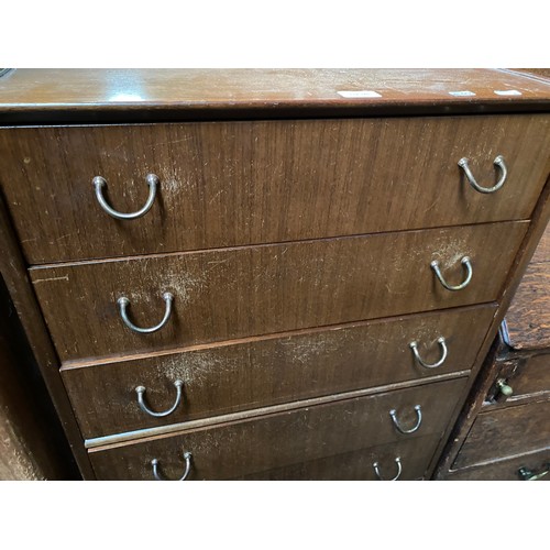 145 - Mid century G Plan 7 drawer chest 129H 1W 40D