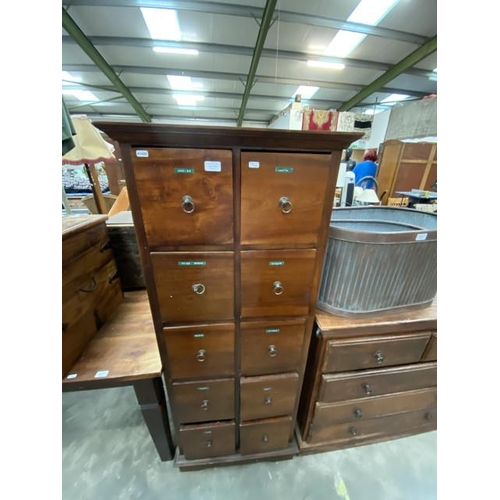 112 - Indonesian 10 drawer chest 150H, 61W, 44D