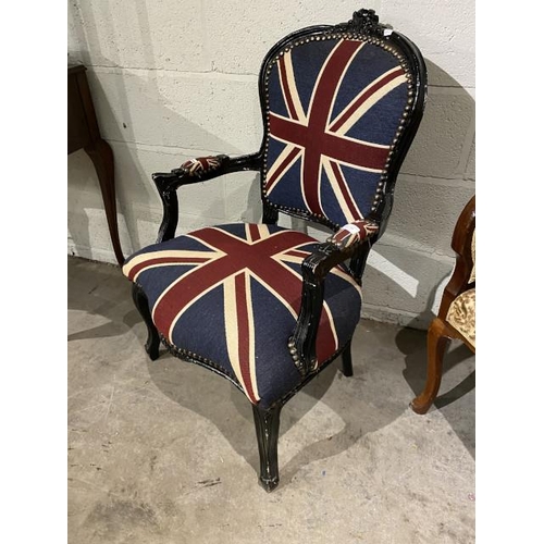 128 - Union Jack upholstered chair 62W