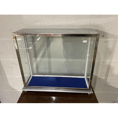 129 - Chrome framed display case 55H, 65W, 25D