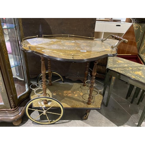 132 - Italian Marquetry dessert/bar cart 76H,82W,76D