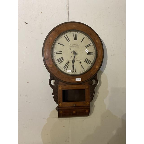 159 - H. Bailey, Station Street, Burton On Trent wall clock 70Diam 43D 
( sold as seen no key)