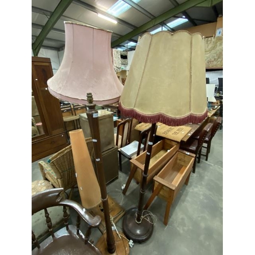 183 - 2 oak standard lamps 154H + 190H 
mahogany standard lamp 180H etc