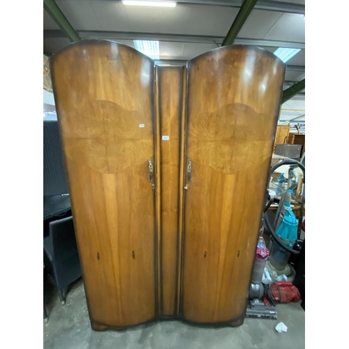 201 - Vintage Walnut wardrobe with 1 key193H, 125W, 54D