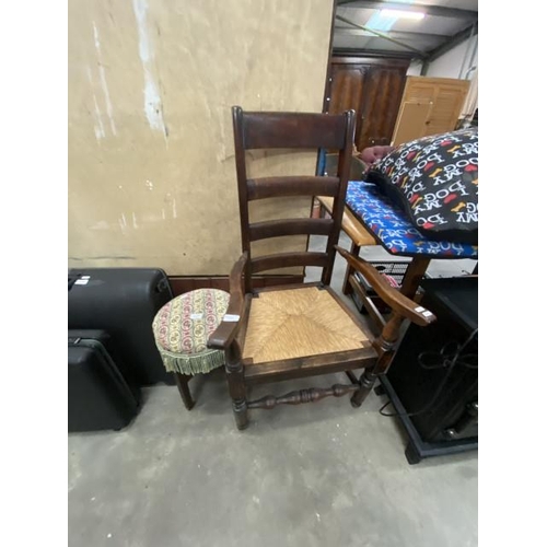 232 - Victorian oak country chair 61W and stool