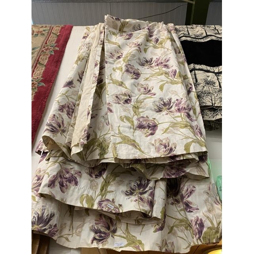 243 - 2 pairs of Laura Ashley floral curtains 90cm wide x 220cm drop