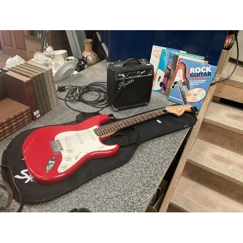 262 - Squier Strat by Fender electric guitar (S/N CY99115207) with case, Puretone tuner, Squier SP.10 AMP,... 