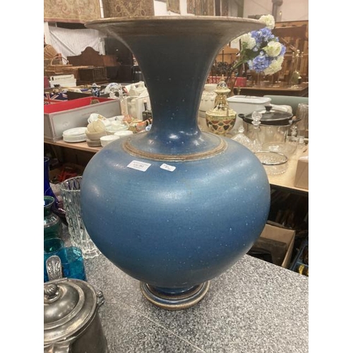 282 - Blue studio pottery vase (signed to base, indecipherable) 60cm H