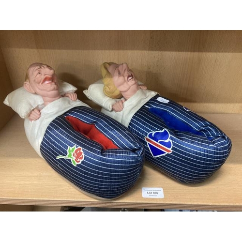 306 - Margaret Thatcher & Neil Kinnock “Spitting Image” slippers (size medium)