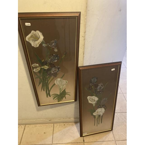 314 - Two framed oil paintings of lilies 35x75cm