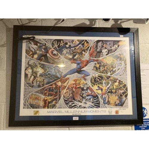 315 - Framed Marvel Millennium moments limited edition 57/200 signed by John Estes 95x72cm