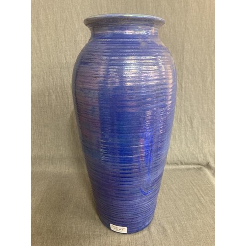 345 - Moorcroft lustre blue vase with label & mark to base (43cm tall)