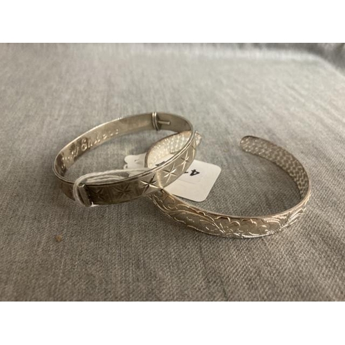 368 - Silver bangle (engraved 