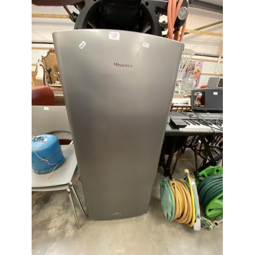 66 - Hisense silver coloured fridge with ice box 128H 52W 50D