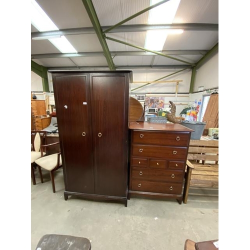 99 - Stag Minstrel mahogany wardrobe 177H,90W,56D, and a multi drawer chest 111H, 82W, 46D,