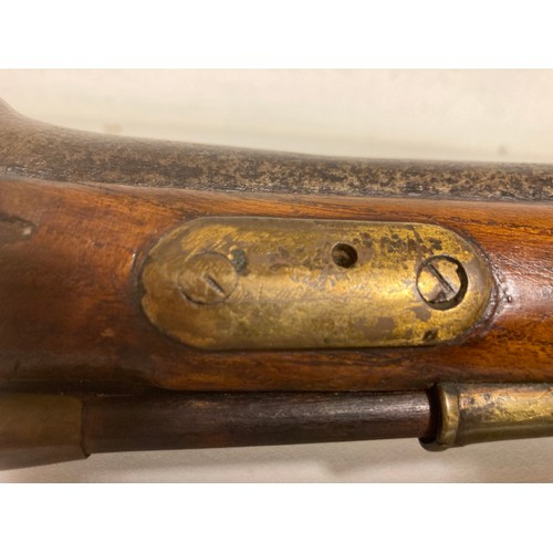 324 - Tower British Flintlock Blunderbuss with an iron barrel. The lock engraved 