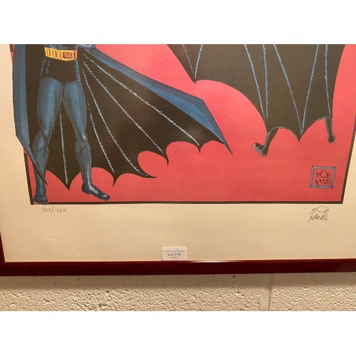 319 - Framed pencil signed Bob Kane limited edition 732/1284 