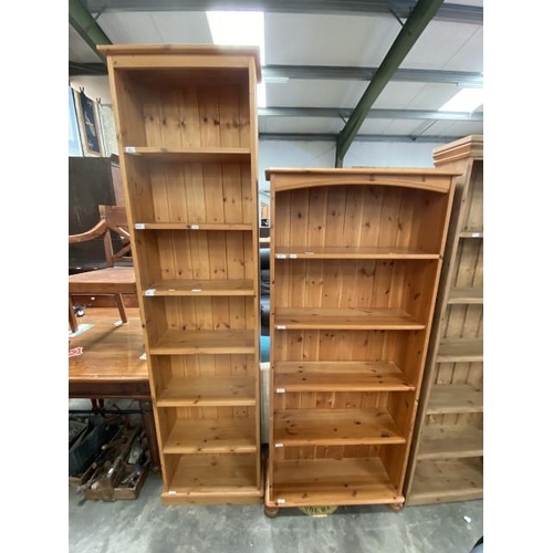 101 - 2 Pine bookcases  214H 57W 24D & 174H 75W 24D