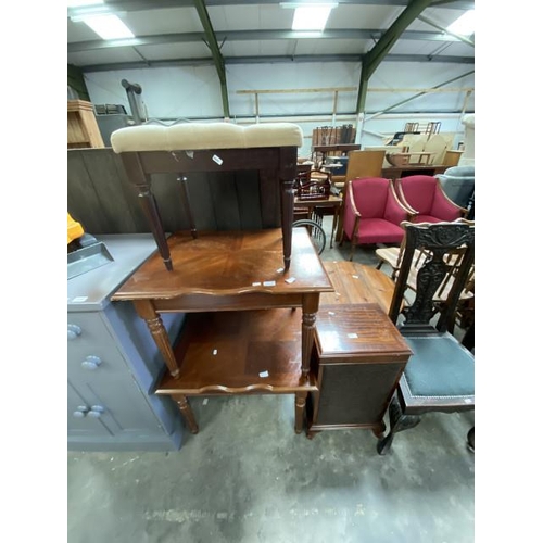 126 - Pair of Mahogany occasional tables 52H 71W 59D,  Sheraton speaker cabinet 69H 39W 31D & dressing sto... 