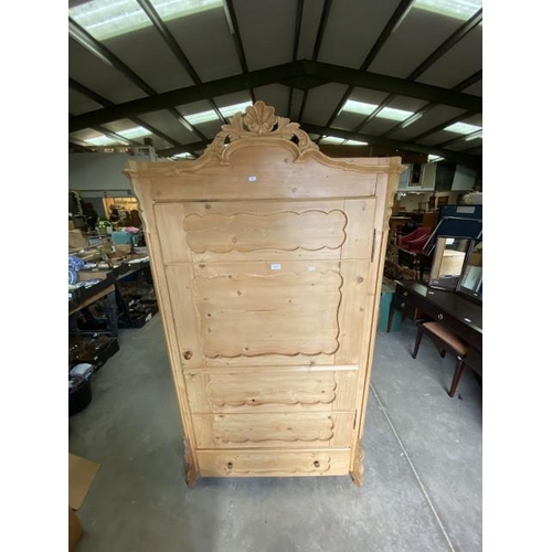 141 - Victorian pine single door wardrobe 192H 108W 49D