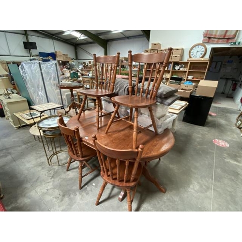 153 - Pine extending dining table 76H 154W 107D & 6 chairs