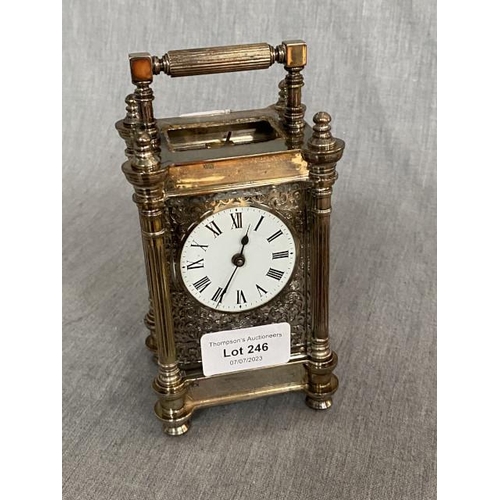 246 - Charles Frodsham 11 jewels carriage clock with TC London silver case (no key, top glass panel missin... 