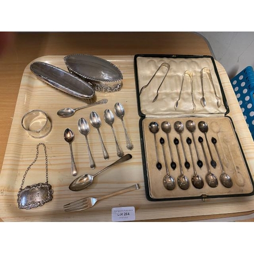 264 - Selection of silver collectables inc. 10 Philip Hanson Abbot Sheffield silver coffee bean spoons, S ... 